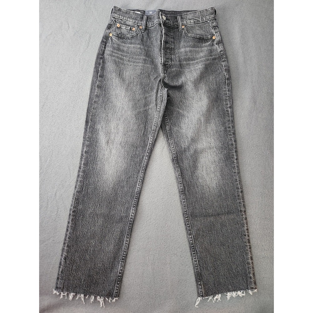 GAP Jeans Womens 30/10R Gray Cheeky Straight High Rise Button Fly Denim Stretch